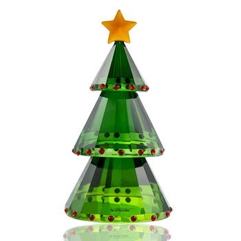 H&D Zeleno Kristalno Steklo Božično Drevo Počitnice Figur z šatulji Ročno Zbirateljske Darilo Plovila, za Božič