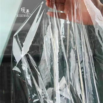 0,2 mm PVC Popolnoma Pregleden TPU Nepremočljiva Tkanine DIY Vidika Obleke dežni Plašč Kristalno Vrečke Plastični Oblikovalec Tkanine