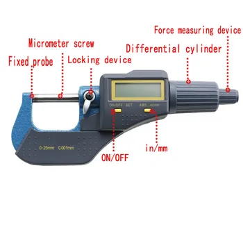0-25 mm digitalni mikrometer elektronski mikrometer 0.001 mm micron zunaj mikrometer kaliper merilnik za merjenje orodja