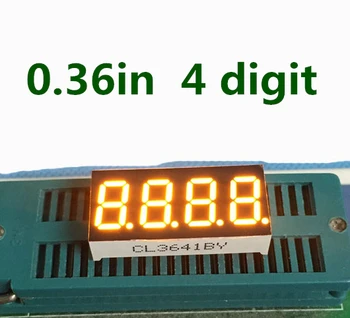0.36 palčni 4 Bit Rumen Digitalni Cev LED Zaslon 7 Segment Skupna anoda Za DIY Ura 0.36