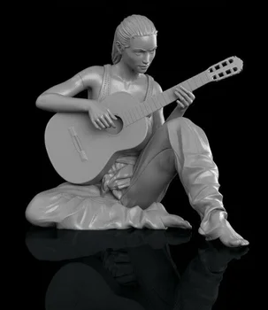 1/35 sodobno Dekle Igranje Kitare Smolo slika Model kompleti Miniaturni gk Unassembly Unpainted