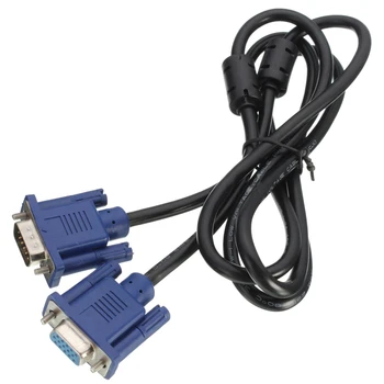 1,5 m VGA SVGA vtič vtičnice, Podaljšek Kabel, priključni kabel PC TV monitor Black+Modra