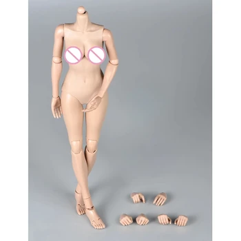 1/6 Ženska figura, semi-silikonski telo sončenje bledo kožo telesa velike prsi 12 inch akcijska figura telo na zalogi