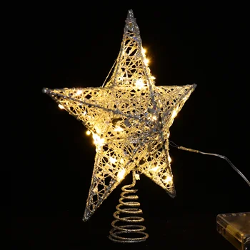 1 Nastavite Bleščice Drevo Pokrivalo Star Ustvarjalni Niz LED Lučka Brez Baterije Kovanega Železa Bleščice Božično Drevo Top Star Lučka