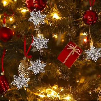 1 Nastavite Božično Drevo Snežinka Ledenica Obeski Plastičnih Snežinka Spusti Okraski Za Božična Drevesa Visi Obesek Stranka Dekoracijo