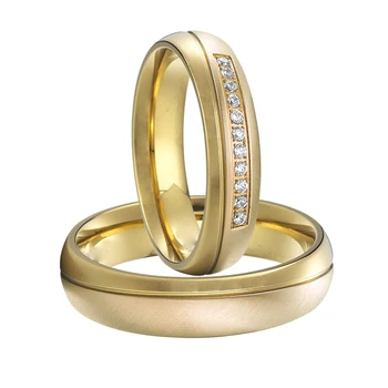 1 par klasičnih zavezništvo poročni prstani nastavite 18k rumeno zlato prevlečeno s titanom nakit zakonski par obroč za moške in ženske