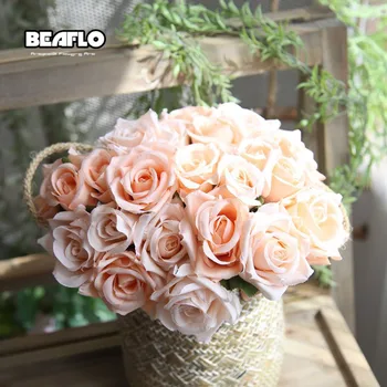 1 Šopek Vrtnic Umetno Cvetje Ponaredek Plastičnih Svile Cvet Poročni Šopek za Poročno Dekoracijo Doma 6 Barvno B1001