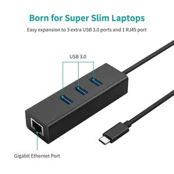10 računalniki visoke kakovosti USB 3.0 Hub Tip-c Network Card USB OTG Vozlišč Tipa C do Rj45 Lan vmesnik Gigabit Ethernet USB Razdelilnik
