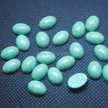 100 Kosov / Veliko, Modro Turquoisee Kamen Cabonchon DIY kroglice Dodatki, Velikost 8x10mm Ovalne Oblike