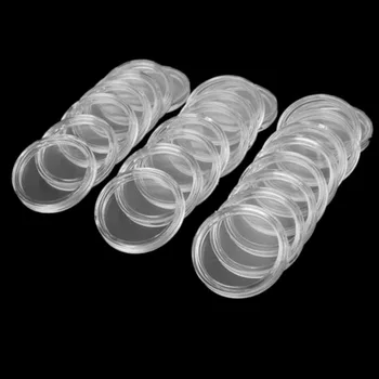 100 kozarcev 21 mm Krog prozorne Plastike Kovanca Imetnik Kapsule Škatla za Shranjevanje Jasno Krog Prikaz Primerov Kovanec Imetniki