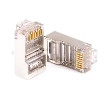 100 kozarcev Kristalno 8Pin RJ45 Vtič Kovinski Zaščita Omrežja Priključek za Kabel Adapter za Cat6 Rj45 Ethernet Kabla Glavo