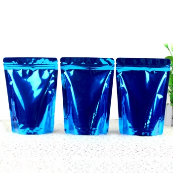 100 KOZARCEV/Lot 14*20+4 cm modra Zadrgo Aluminijasto Folijo Zapira Ventil Paket Mošnje Trgovina Kava v Prahu, Orehe Pack Vrečke