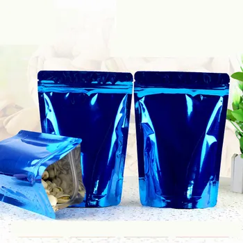 100 KOZARCEV/Lot 14*20+4 cm modra Zadrgo Aluminijasto Folijo Zapira Ventil Paket Mošnje Trgovina Kava v Prahu, Orehe Pack Vrečke