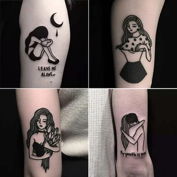 100 kozarcev/veliko začasni tattoo nalepke seksi tattoo, za žensko henna tatoo za moške japonski samuraj tetovaže črna dekleta tatoo zapestje