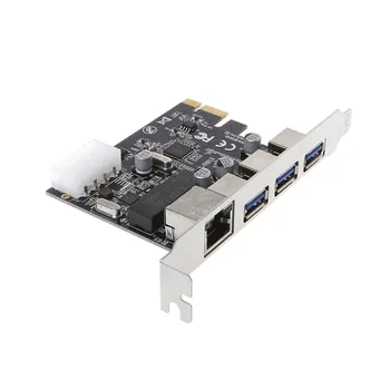 1000M Gigabit Ethernet mrežno Kartico PCI-E Multi I/O Krmilnik USB3.0 3 Vrata