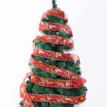 100yards 6.3 cm širina Organza Božič Trak Star Tiskanje Rdeče Christmas Tree Okraski Trakovi Za Obrt