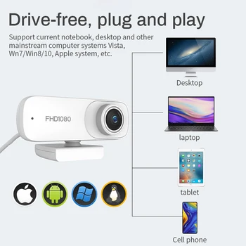 1080P HD Spletna kamera Vrtljiva Računalnik PC Kamera Z USB Priključite Mikrofon Za Živo Video Calling Konferenca Delo WebCamera