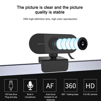 1080P HD Webcam Mini Računalnik PC Spletna Kamera Samodejno Ostrenje z Mikrofonom Vrtljiva Kamera Za Živo Video Konference Dela