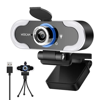 1080P S Zasebnosti Pokrov Stojala vgrajeni Mikrofon za Snemanje USB Fill Light Spletnih učilnic Desktop Video Klepet, HD Webcam v Živo