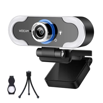 1080P S Zasebnosti Pokrov Stojala vgrajeni Mikrofon za Snemanje USB Fill Light Spletnih učilnic Desktop Video Klepet, HD Webcam v Živo