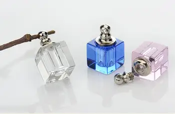 10pcs Kocka Kristalna Tehtnica Obesek miniature, ki želijo steklenice riž vial kvadratni navoj stekleničke parfuma Riž Čare diy nakit