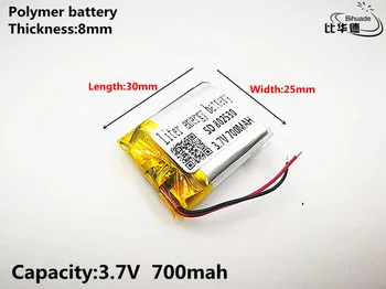 10pcs Litrski energijo baterije Dobro Qulity 3,7 V,700mAH,802530 Polimer litij-ionska / Litij-ionska baterija za IGRAČE,MOČ BANKE,GPS,mp3,mp4