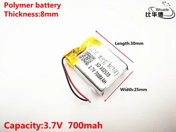 10pcs Litrski energijo baterije Dobro Qulity 3,7 V,700mAH,802530 Polimer litij-ionska / Litij-ionska baterija za IGRAČE,MOČ BANKE,GPS,mp3,mp4