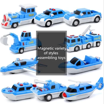 10PCS Magnetni bloki, Čoln, Letalo Tovornjak z Magnetno gradniki Nastavite Igrača DIY Skupščine Izobraževalne Igrače Opeke