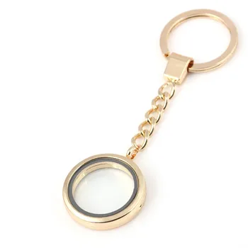 10pcs/veliko 30mm Krog Navaden Plavajoče Locket Z Keychains Magnetni Stekla, ki Živijo Plavajoče Locket Keychains Key Ring Locket