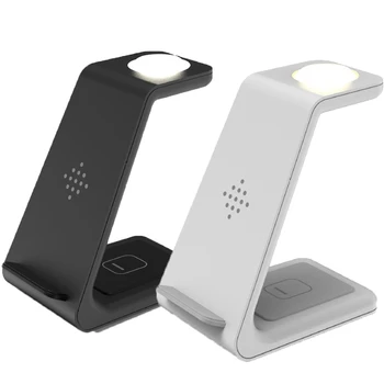 10W Qi 3 v 1 Brezžično Polnjenje Postajo Za iPhone11Pro Xr Xs za AirPods Pro Brezžični Polnilec Za Samsung z Indukcijo Svetlobe