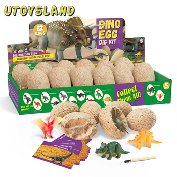 12Pcs Dinozaver Jajca Izkopa Nastavite DIY Dino Jajca Kopati Komplet za Arheologijo Znanstveno Steblo Darilo Model Izobraževalne Igrače Darilo Za Otroka Odraslih