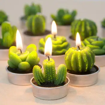 12PCS/set Home Decor Kaktus Sveča Tabela Čaj Luči Vrt Mini Vosek Zelene Sveče Za Poroko, Rojstni dan Dekoracijo