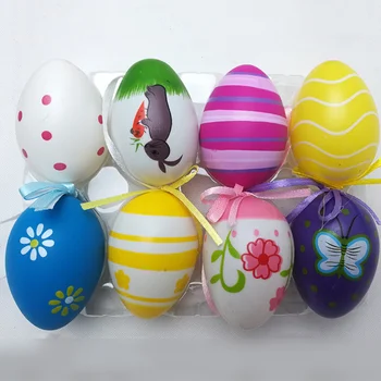 12pcs Velikonočni Dekorativni Jajca DIY Natisnjeni Jajca Barvita Easter Visi Jajca Simulacije Jajca Dekor (Naključno Barvo)