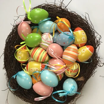 12pcs Velikonočni Dekorativni Jajca DIY Natisnjeni Jajca Barvita Easter Visi Jajca Simulacije Jajca Dekor (Naključno Barvo)