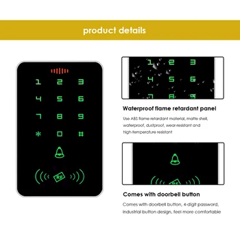 13.56 Mhz RFID Ozadja Wiegand Vhod, Zaslon na Dotik, Bližine Kartico Tipkovnico za Nadzor Dostopa EM MF Card Reader Vrata, Vrata za Zaklepanje Odpirač