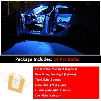 14pcs Avto Bela barva Notranjosti LED Žarnice Paket Komplet Za 2003-2008 Opel Signum Tovora Zemljevid Dome Prtljažnik, Svetilke Iceblue Svetlobe Styling