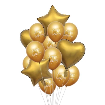 14pcs/lot 12 Tiskanih Happy Birthday Chrome Kovinski Balon 18 inch Srce Star Folija Balon Konfeti Dekor Otrok Stranka Dobave