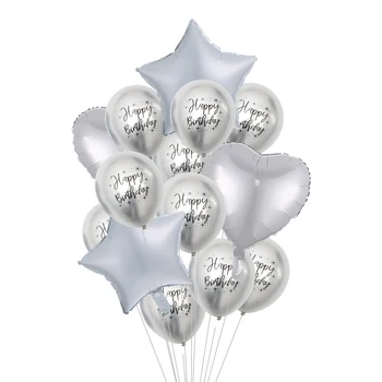 14pcs/lot 12 Tiskanih Happy Birthday Chrome Kovinski Balon 18 inch Srce Star Folija Balon Konfeti Dekor Otrok Stranka Dobave
