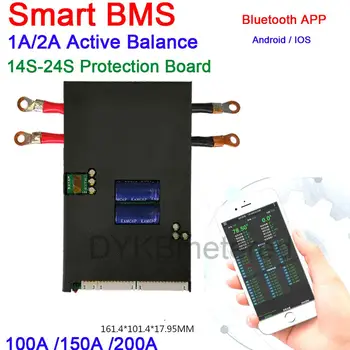 14S - 24S 1A/2A Aktivno bilance protection board 100A 150A 200A Smart Bluetooth APP BMS Lifepo4 baterija li-ion LTO litijeva Baterija 16S 20S