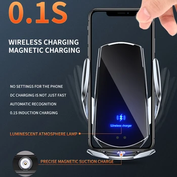 15W Avto Brezžični Polnilnik Magnetni USB Infrardeči Senzor za Avtomatsko Vpenjanje Držalo za Telefon za iPhone 12 11 XS XR X 8 Samsung S10 S20