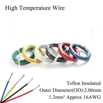 16AWG 1.2mm2 Visoko Temperaturo Žice PTFE Izolacija Odporna Kabel Posodah Tin Silver Plated Baker Zavijanje Žice 1,2 mm Kvadratni