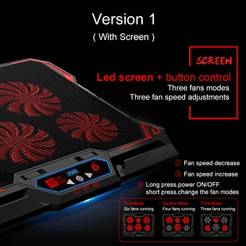 17 palčni Gaming Laptop Hladilnik 6 Navijači Led Zaslon 2 Vrata USB 2600RPM Prenosnik za Hlajenje Pad Zvezek Stojalo za Prenosnik