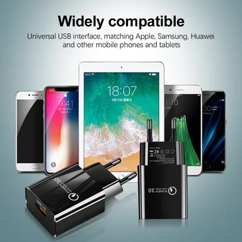 18W Hitro Polnjenje Polnilnik USB 3.0 EU/ZDA Steno Mobilni Telefon Adapter za Polnilnik za iPhone X 7 8 QC3.0 Hitro Polnjenje za Samsung Xiaomi
