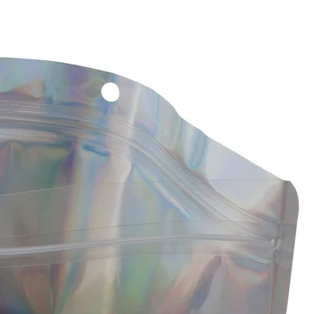 18x16cm Ravno Aluminijasto Folijo Hologram Embalaža Zip Lock Undercloth Vrečko za Shranjevanje Perilo Organizator Zip Lock Vrečke z Visi Luknja