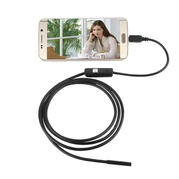 1M 5.5 m/7mm Objektiv USB-Endoskop Fotoaparat Nepremočljiva Prožna Žica Kača Cev Pregleda Borescope Za OTG Združljive Telefone Android