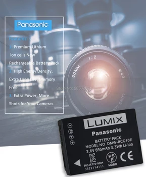 1pcs Panasonic 3,6 v 895mah DMW-BCG10E DMW-BCG10 BCG10PP BCG10 BCG10E Fotoaparata Baterije + 1PC DE-A65 polnilnik