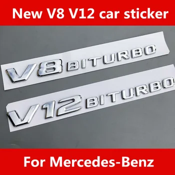 1PCS visoke kakovosti electroplated ABS materiala V8 V12 BITURBO fender strani Avto nalepke za Vrat & pasu za Mercedes Benz