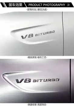1PCS visoke kakovosti electroplated ABS materiala V8 V12 BITURBO fender strani Avto nalepke za Vrat & pasu za Mercedes Benz