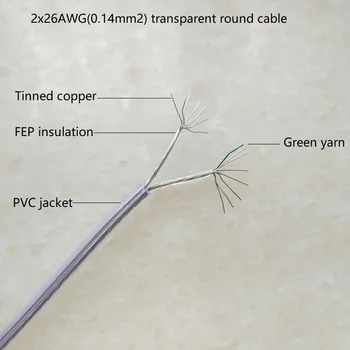 2*0.14mm2(26AWG) FEP izolacija napajalni kabel pregleden električnih kablov za Razsvetljavo voznik lampholder kabel