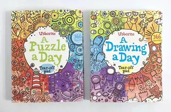 2 Knjige, Risanje Na Dan + puzzle Dan S Knjigo Otroci Kratek Pero Ligature Labirint Alpinia Igra Knjigo
